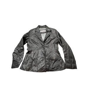 Pelle Studio By Wilsons Womens Small Black Leather Jacket Blazer Biker Office
